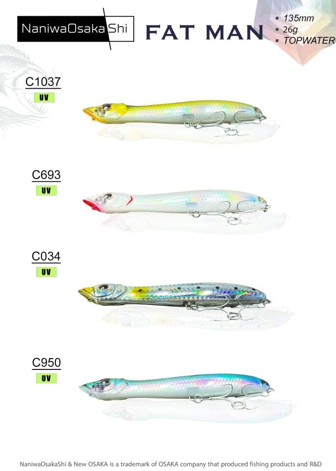 NaniwaOsakaShi Fat Man 135mm 26gr Topwater Sahte Balık