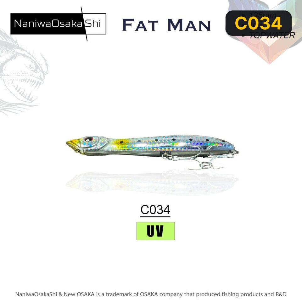 NaniwaOsakaShi Fat Man 135mm 26gr Topwater Sahte Balık C034