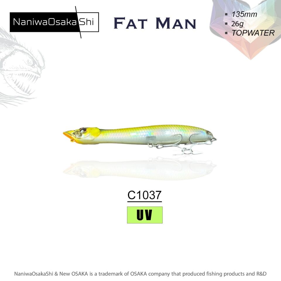 NaniwaOsakaShi Fat Man 135mm 26gr Topwater Sahte Balık C034