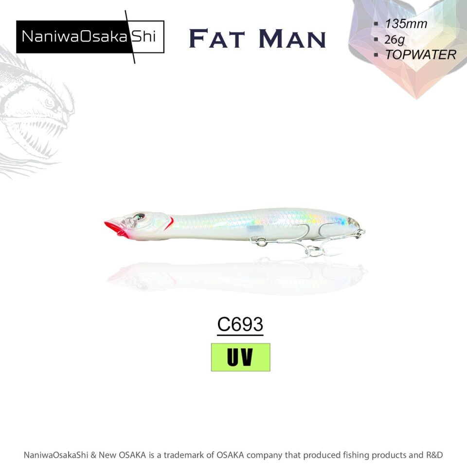 NaniwaOsakaShi Fat Man 135mm 26gr Topwater Sahte Balık C034