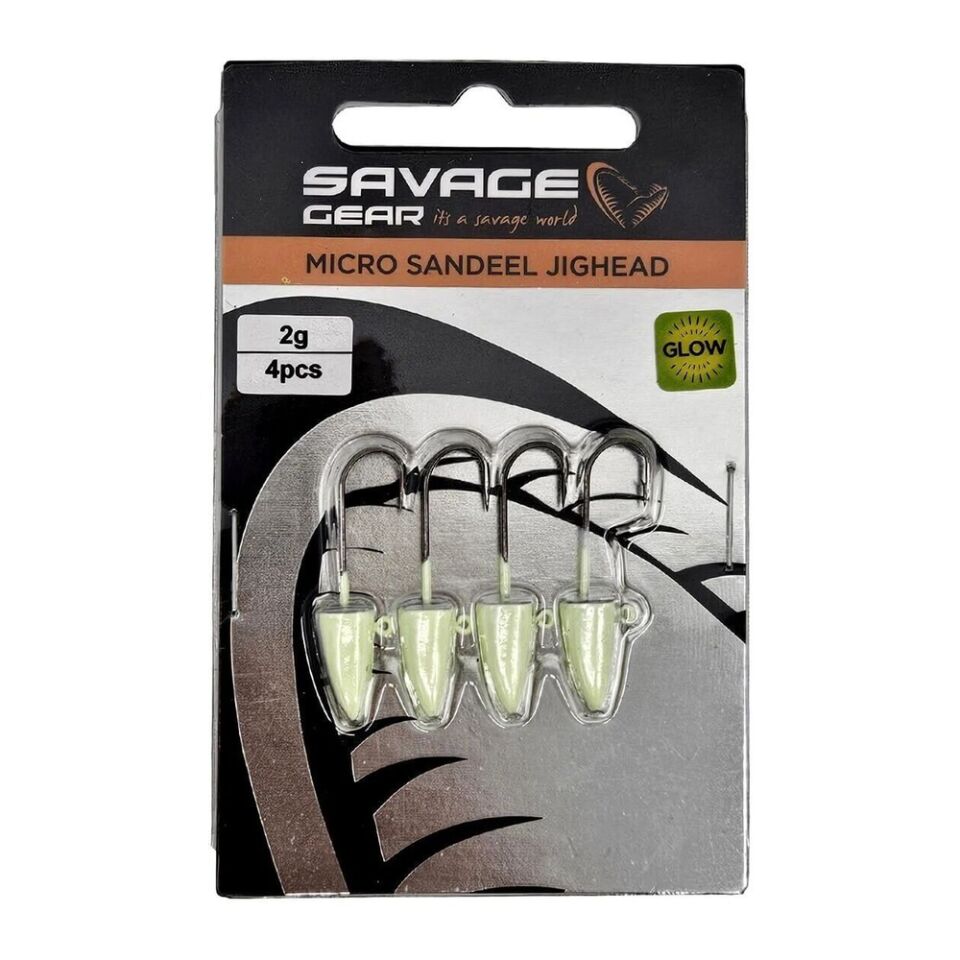 Savage Gear LRF Micro Sandeel Jighead Glow 4 Adet #8 3 GR