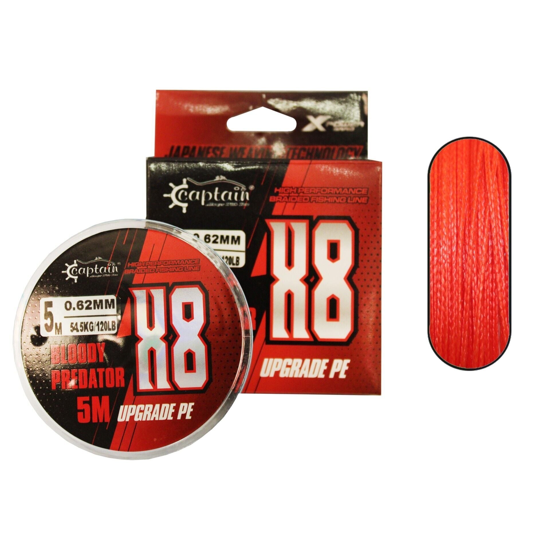 Captain Hook Line 8X Upgrade PE Bloody Predatör Assist İpi 5mt Kırmızı 0.80LB(0.52MM)