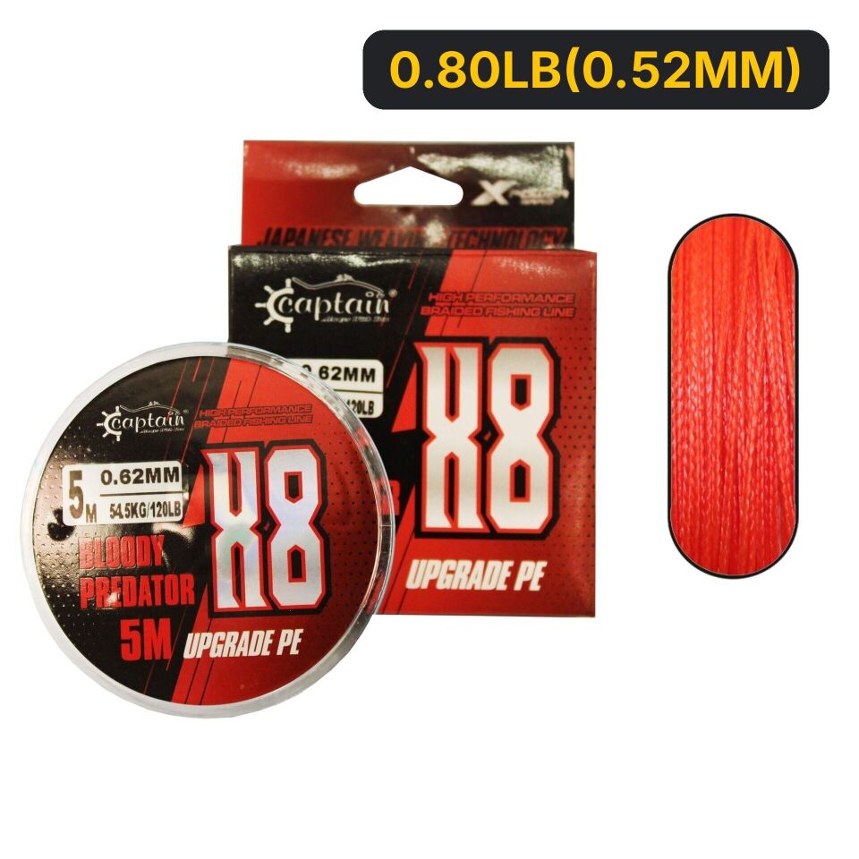 Captain Hook Line 8X Upgrade PE Bloody Predatör Assist İpi 5mt Kırmızı 0.80LB(0.52MM)