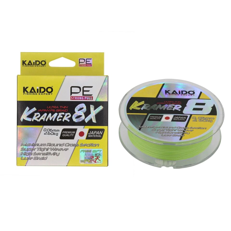 Kaido Kramer Japan 8X Braid 250 Mt Lime Green 0,08 mm