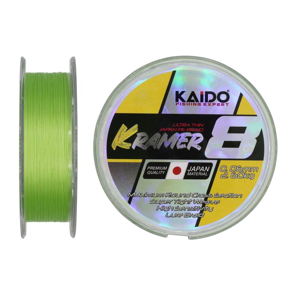 Kaido Kramer Japan 8X Braid 250 Mt Lime Green 0,08 mm