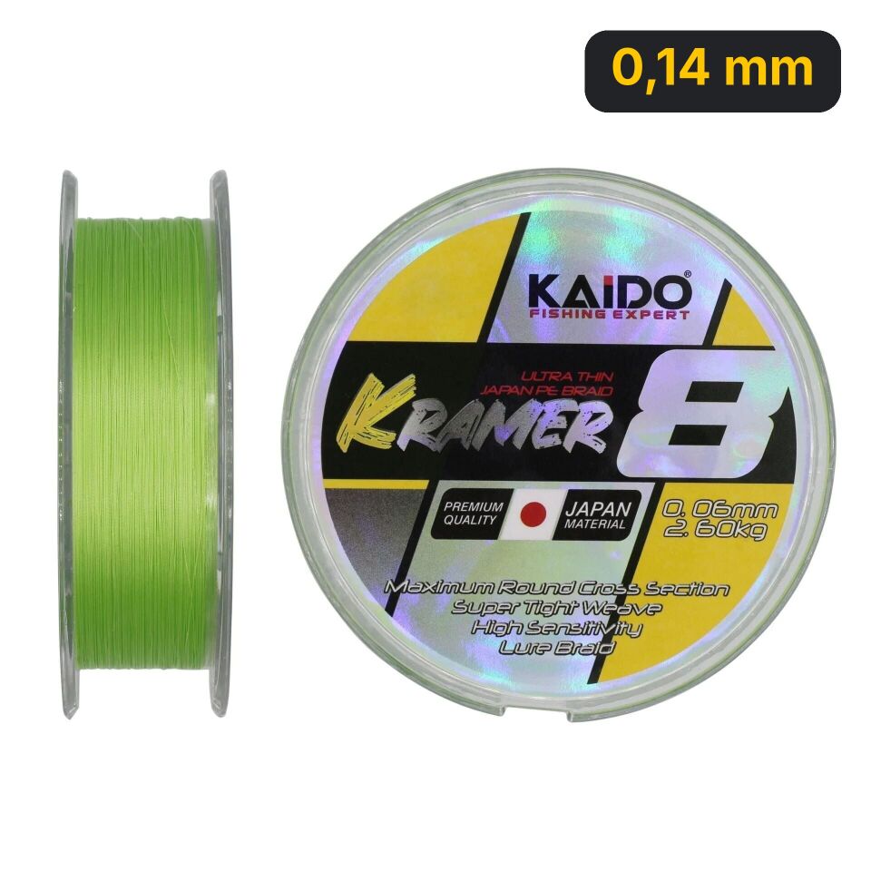 Kaido Kramer Japan 8X Braid 250 Mt Lime Green 0,14 mm