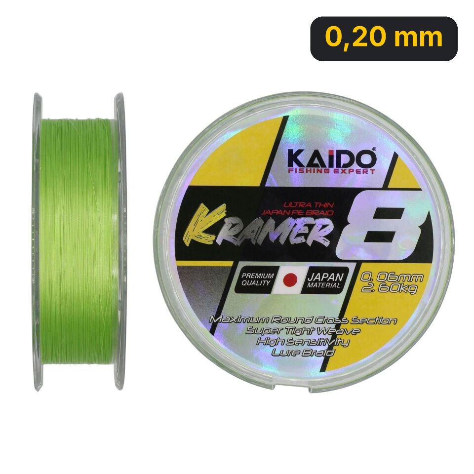 Kaido Kramer Japan 8X Braid 250 Mt Lime Green 0,20 mm