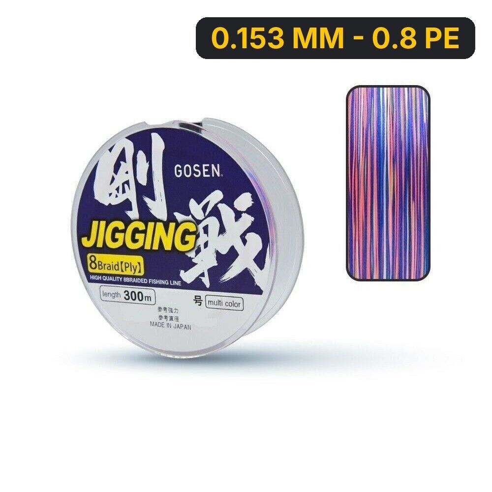 Gosen Jigging Braid PE 8 Örgü Jig ve Tai Rubber İpi 300mt Multi 0.153 MM - 0.8 PE
