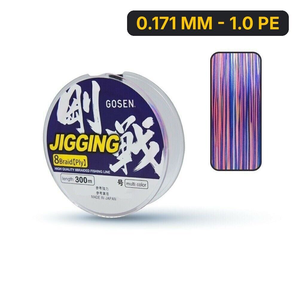 Gosen Jigging Braid PE 8 Örgü Jig ve Tai Rubber İpi 300mt Multi 0.171 MM - 1.0 PE
