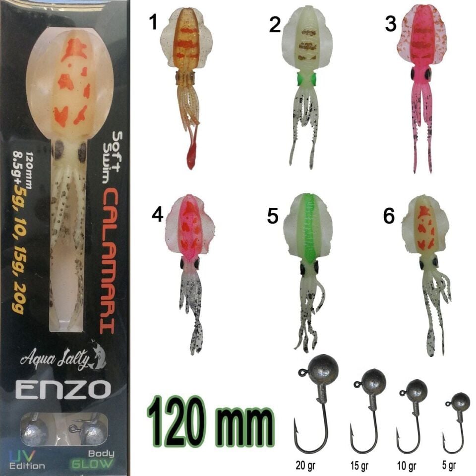 Enzo Soft Swim Calamari 120mm + Jig Head
