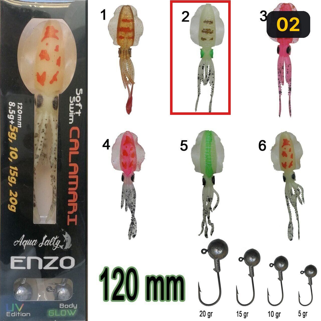Enzo Soft Swim Calamari 120mm + Jig Head 02