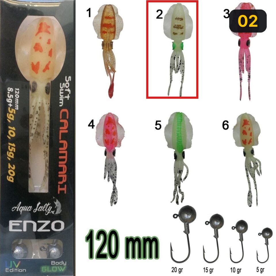 Enzo Soft Swim Calamari 120mm + Jig Head 02