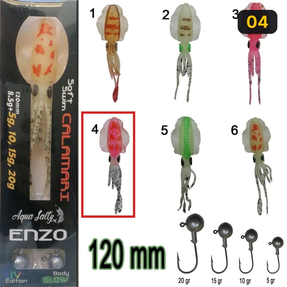 Enzo Soft Swim Calamari 120mm + Jig Head 04