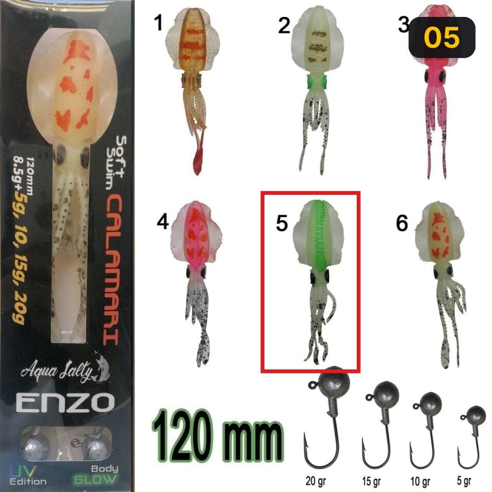 Enzo Soft Swim Calamari 120mm + Jig Head 05