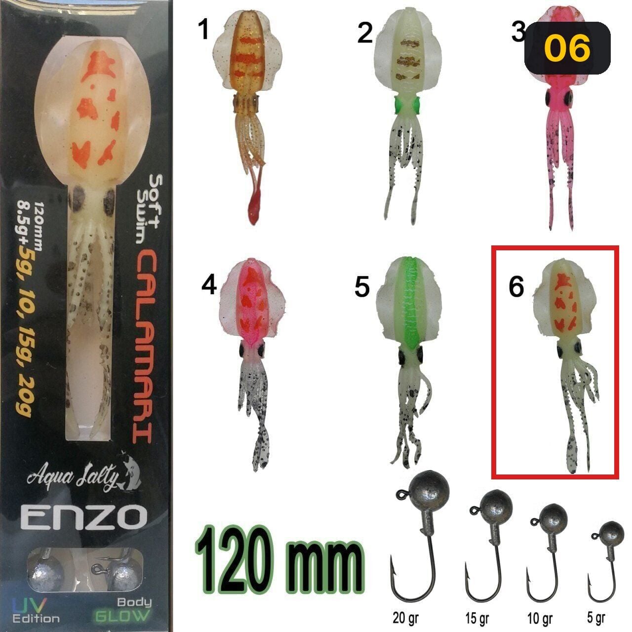 Enzo Soft Swim Calamari 120mm + Jig Head 06