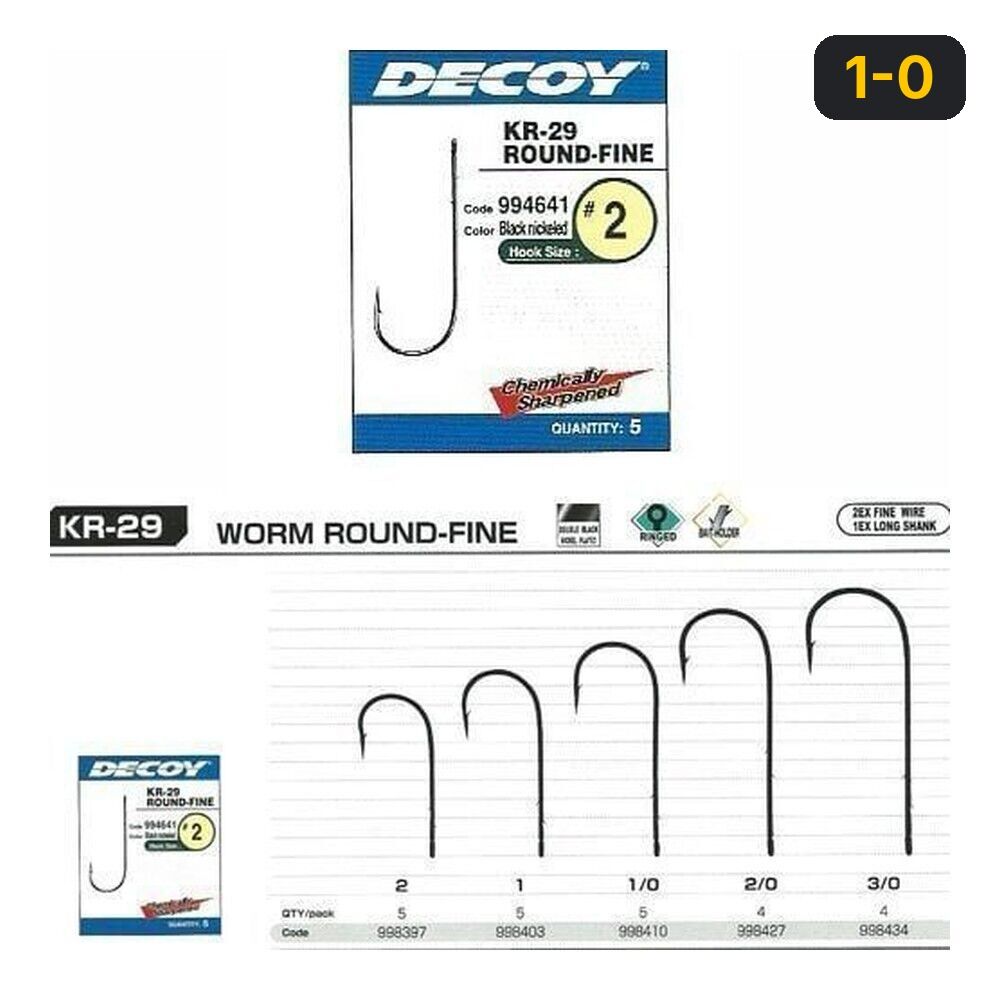 DECOY KR-29 Worm Round Fine Black Nickel Olta iğnesi 1-0