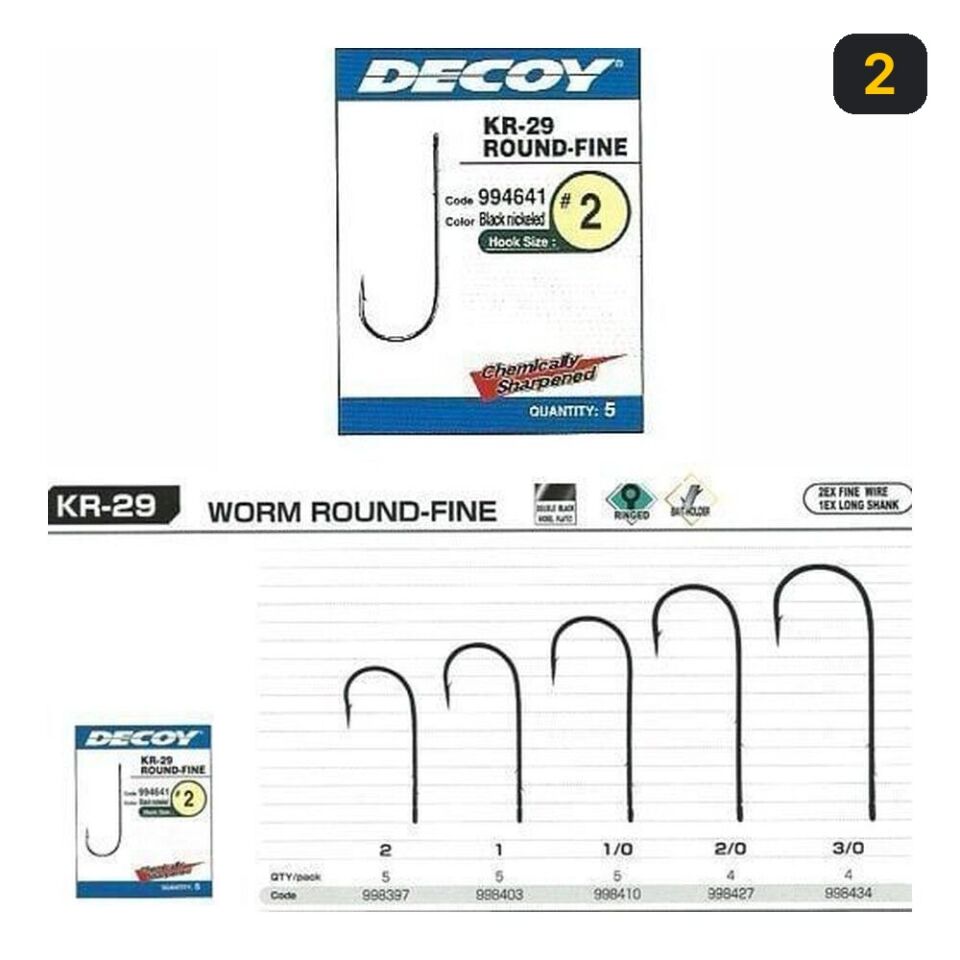 DECOY KR-29 Worm Round Fine Black Nickel Olta iğnesi 2