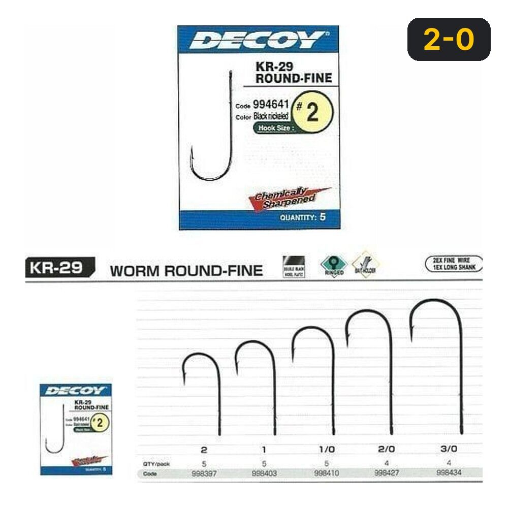 DECOY KR-29 Worm Round Fine Black Nickel Olta iğnesi 2-0