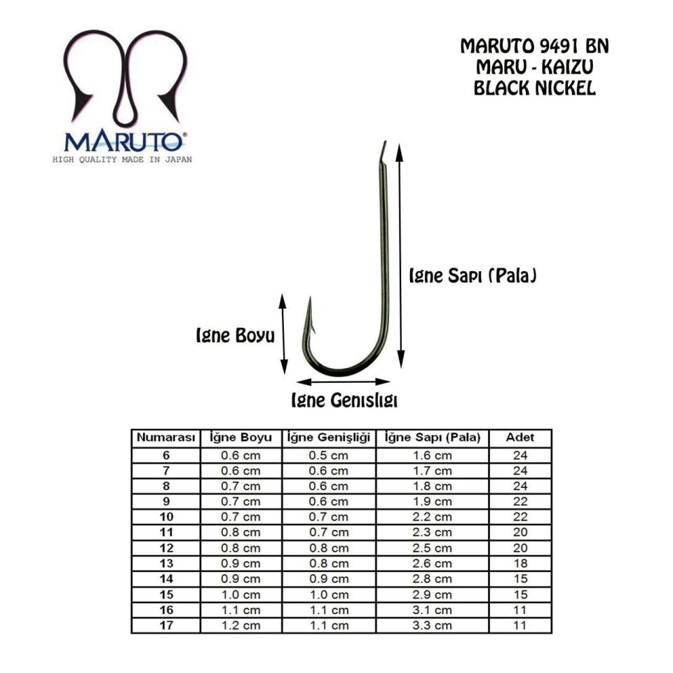 Maruto 9491 BN Düz Olta İğnesi