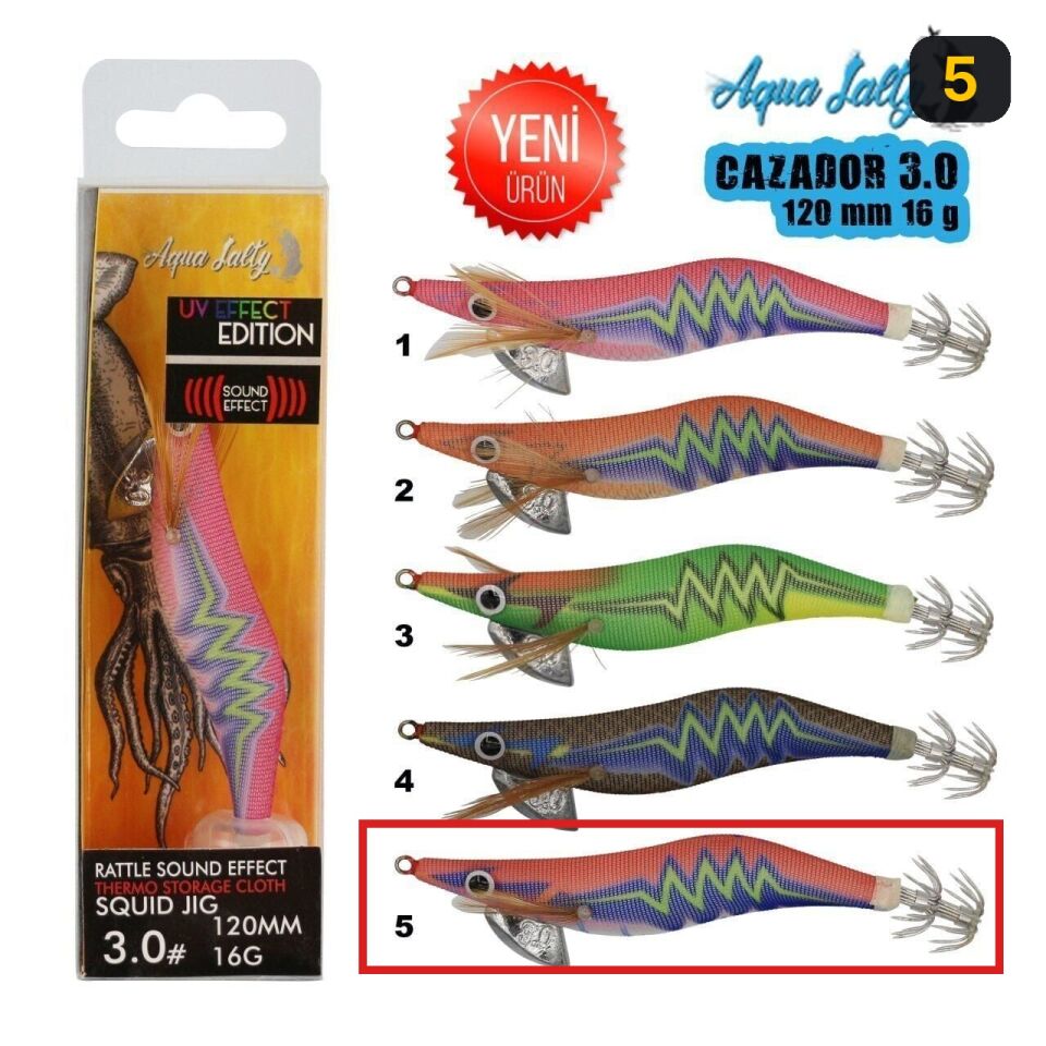 Aqua Salty Cazador Squid Jig Kalamar Zokası 120Mm 16G 3.0 5