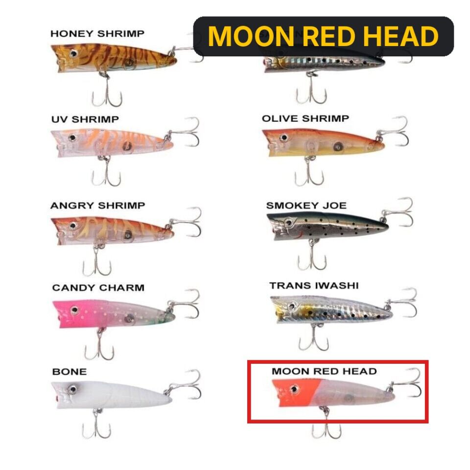 Ryuji Sea Popper 7cm 8.5gr Top Water Maket Yem MOON RED HEAD