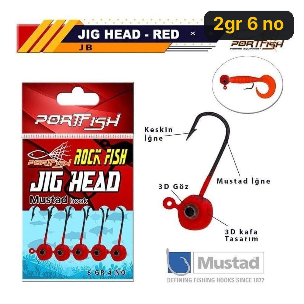 Portfish Jig Head Lrf Kırmızı Gözlü 5 Li Pkt 2gr 6 no