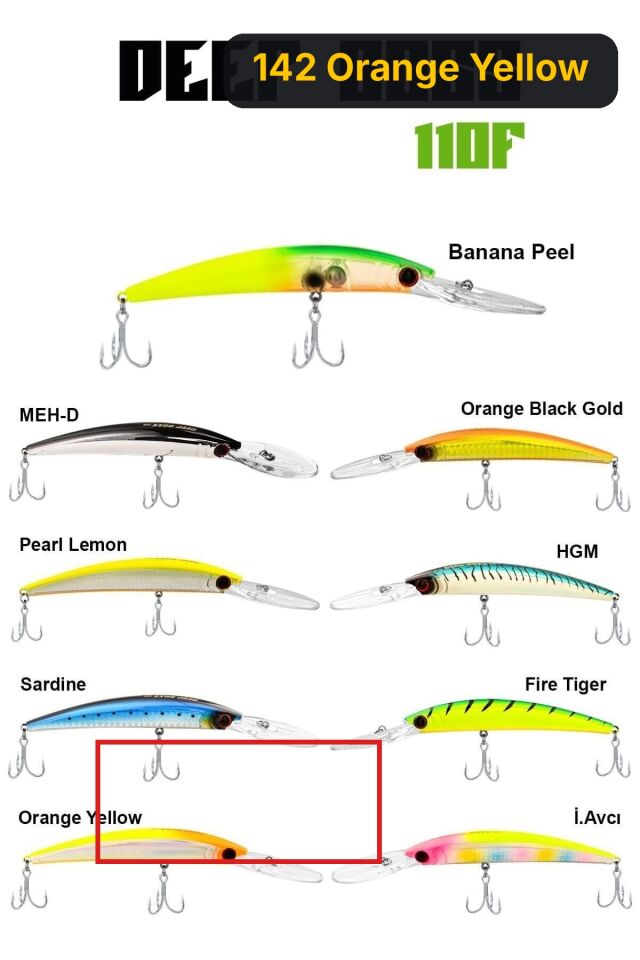 Fujin DeepBoss 110F 16gr Maket Balık 142 Orange Yellow