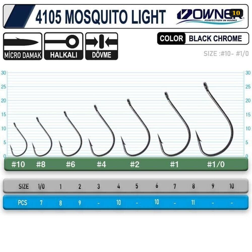Owner 4105 Musquito Light Black Chrome İğne 10