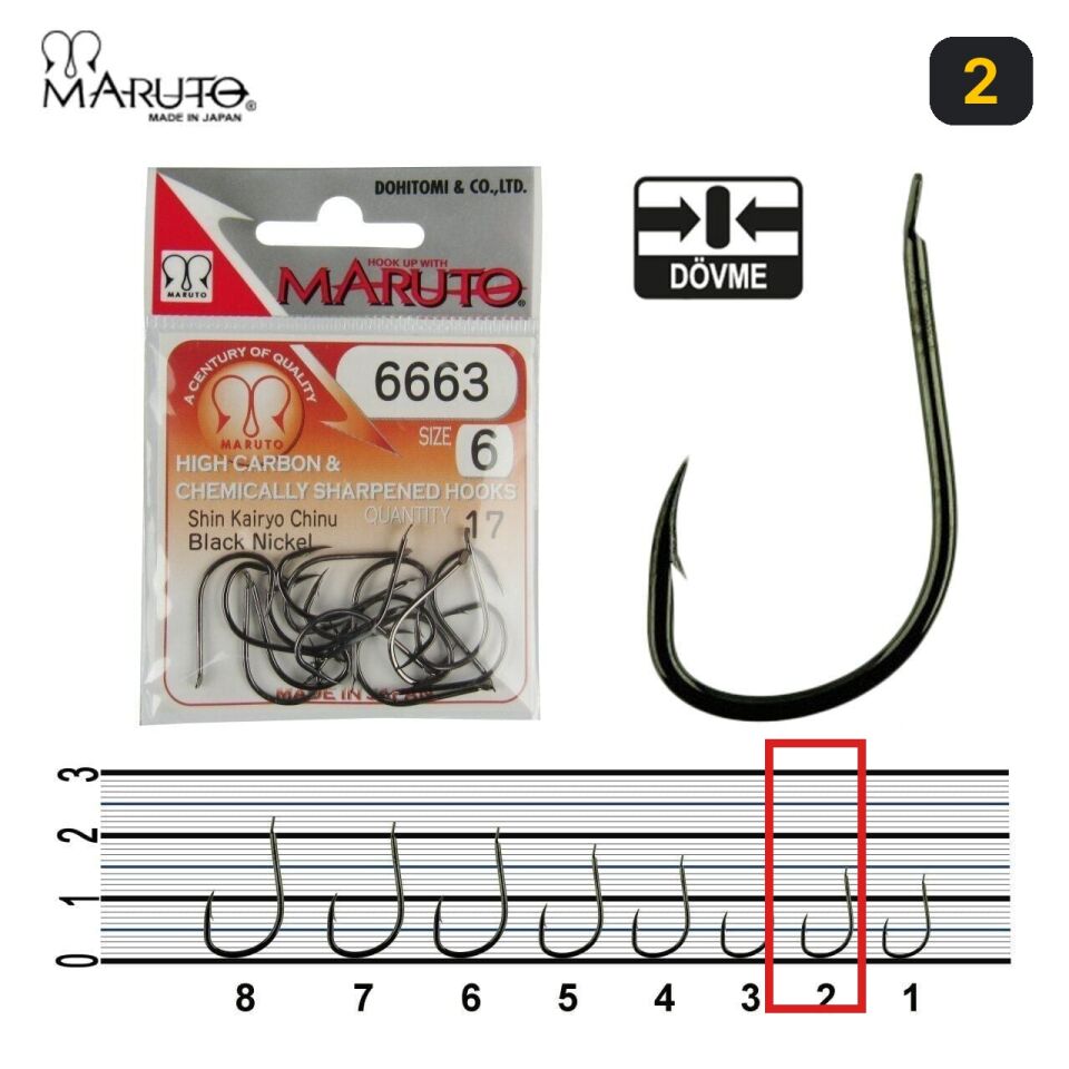 Maruto 6663NS Siyah Nikel Olta İğnesi 2