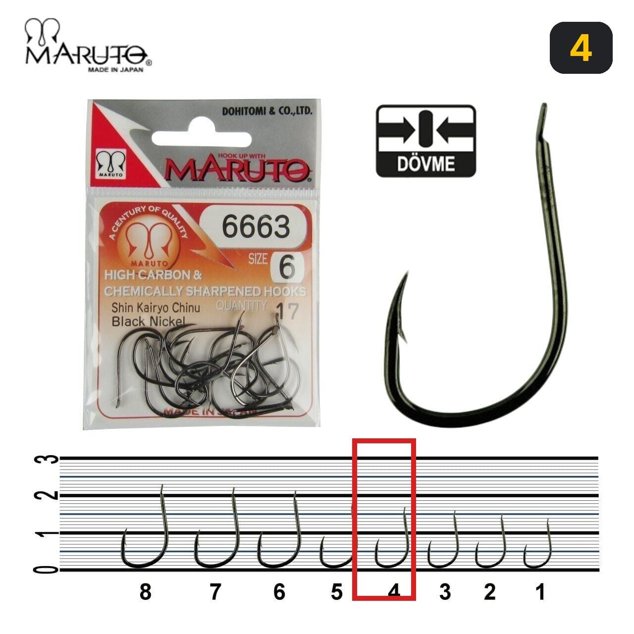 Maruto 6663NS Siyah Nikel Olta İğnesi 4