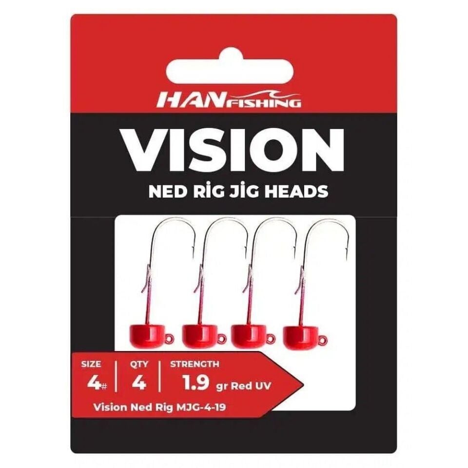 Hanfish Vision Ned Rig Red UV Jighead