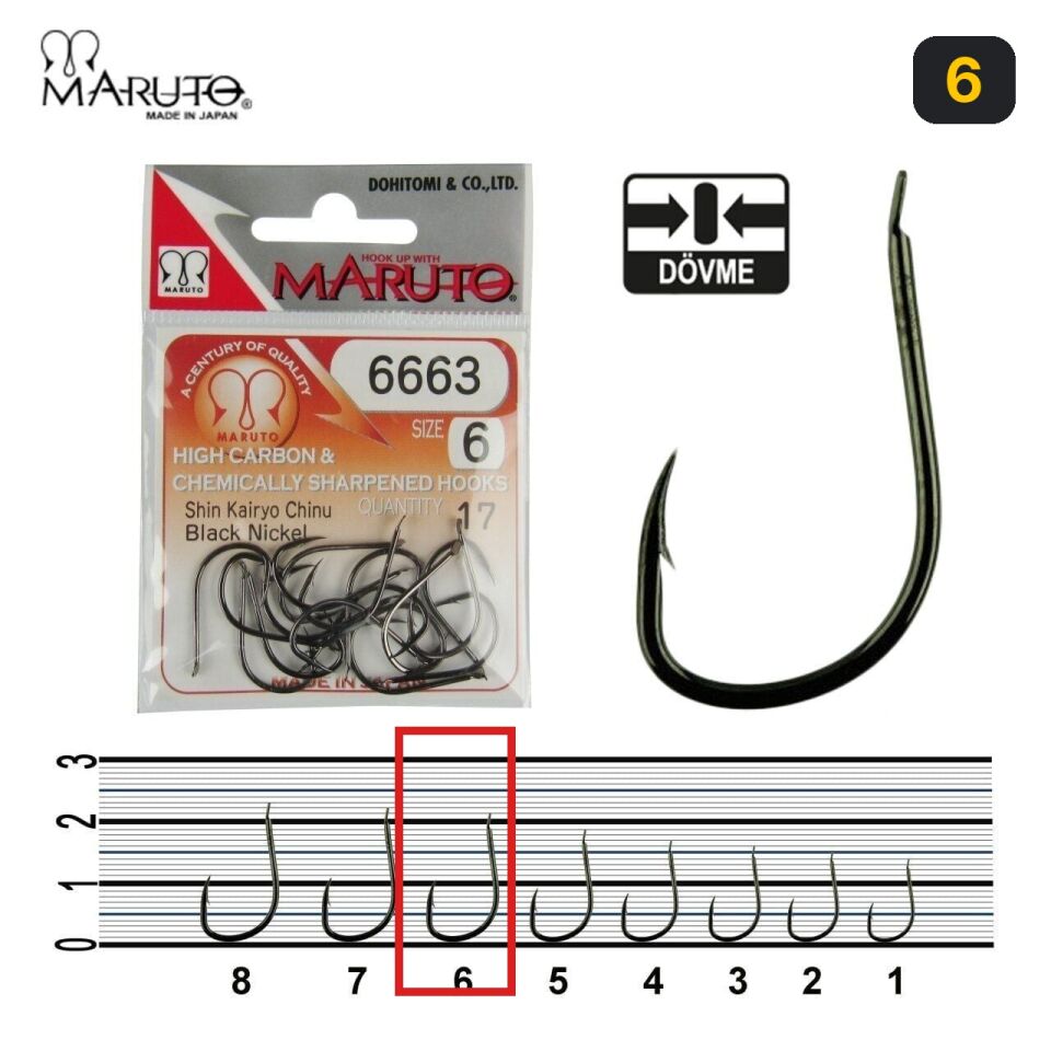Maruto 6663NS Siyah Nikel Olta İğnesi 6
