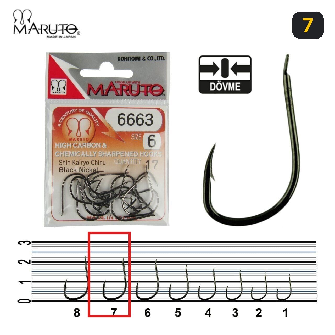 Maruto 6663NS Siyah Nikel Olta İğnesi 7