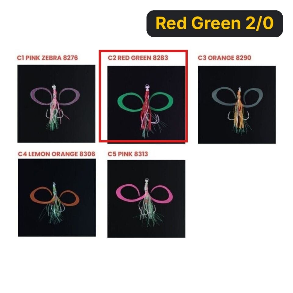 Seabor Squid Hook Skirt Red Green 2/0