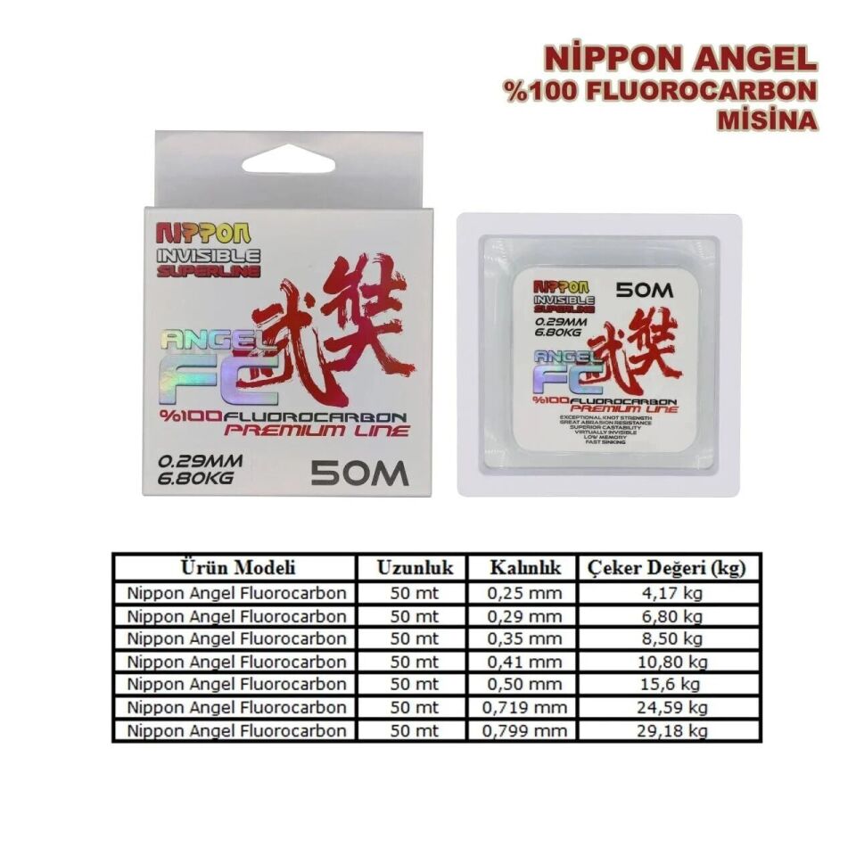 Nippon Angel FluoroCarbon Misina 50 mt 0.25MM