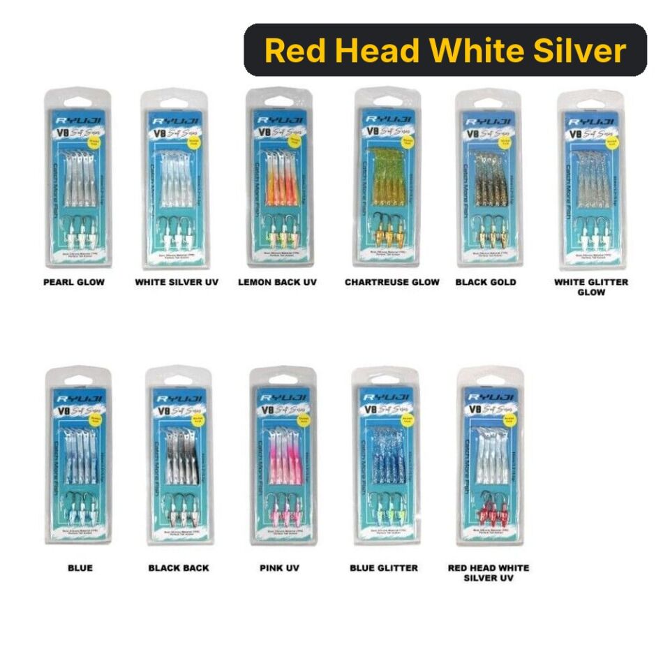 Ryuji V8 8cm 5.5gr Silikon Yem Red Head White Silver UV