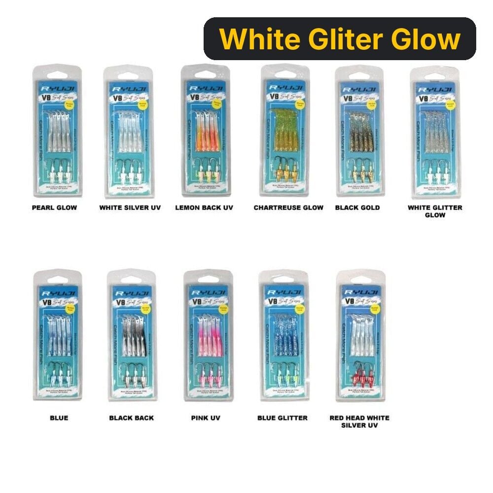 Ryuji V8 8cm 5.5gr Silikon Yem White Gliter Glow