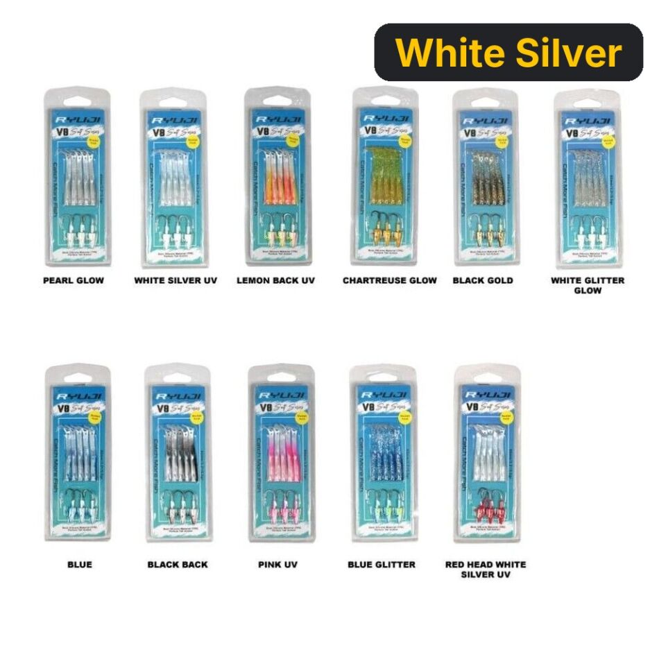 Ryuji V8 8cm 5.5gr Silikon Yem White Silver UV