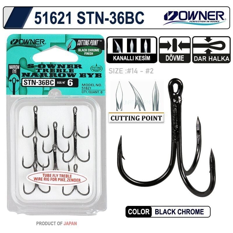 Owner 51621 Stn -36 Black Chrome Üçlü İğne