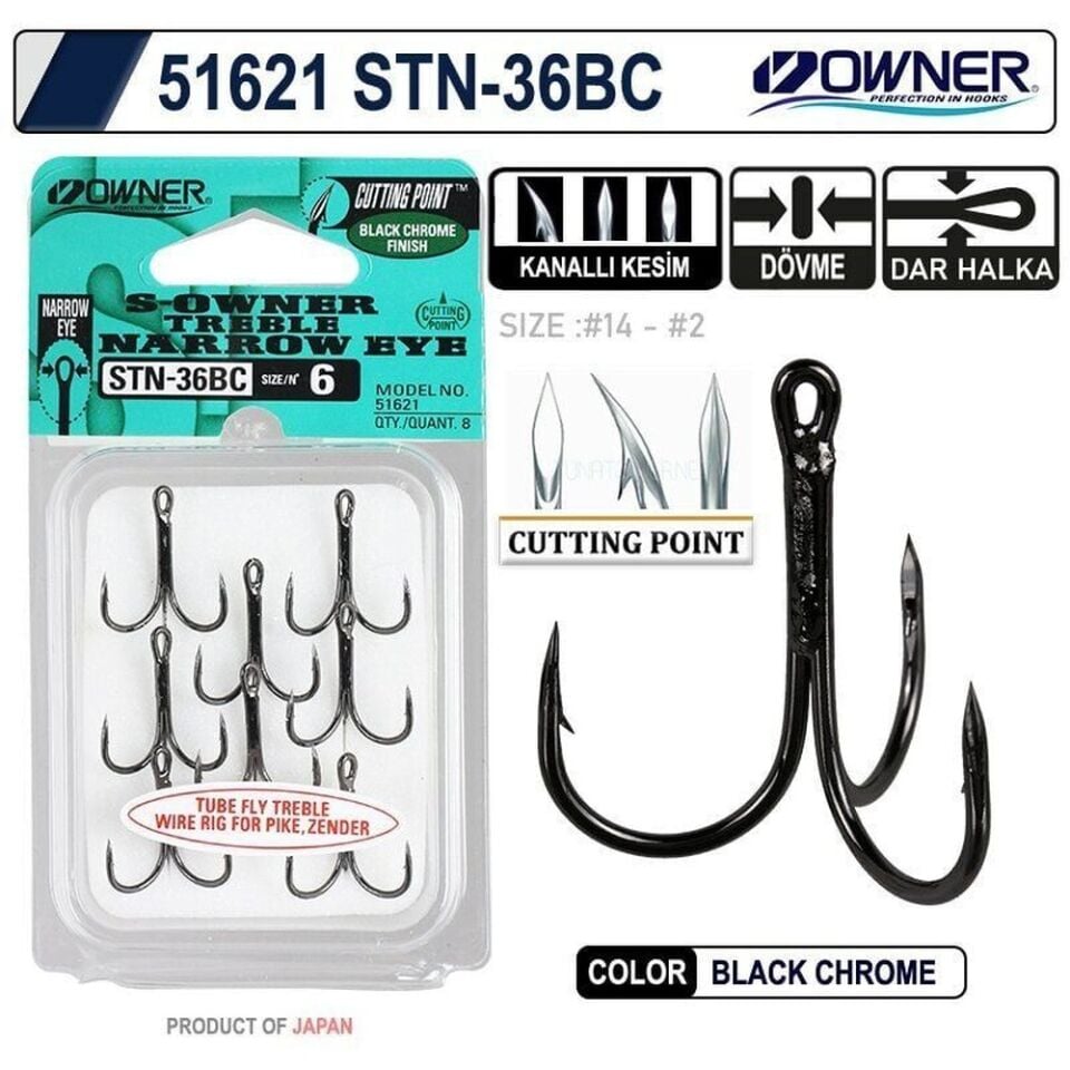 Owner 51621 Stn -36 Black Chrome Üçlü İğne