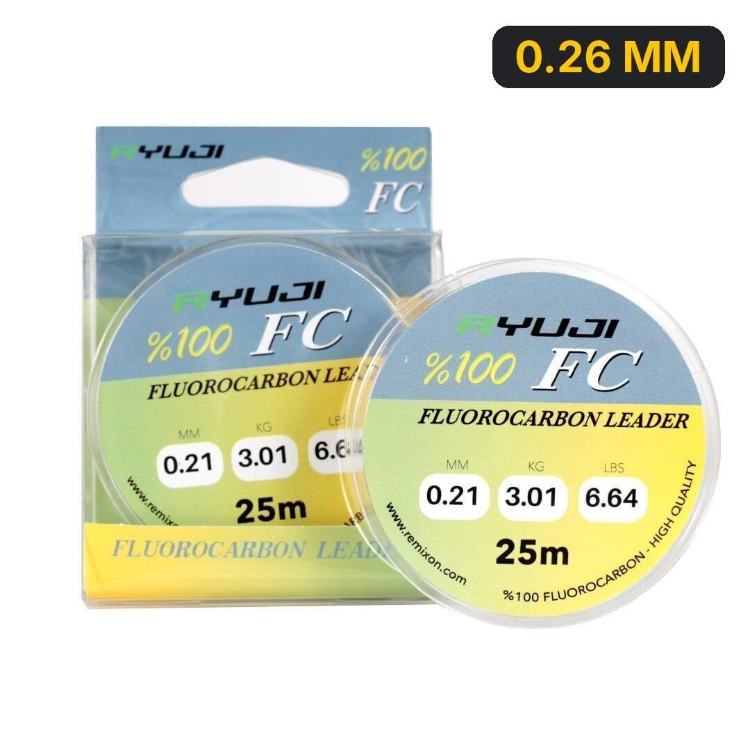 Ryuji %100 FC 25m Fluoro Carbon Leader Misina 0.26 MM
