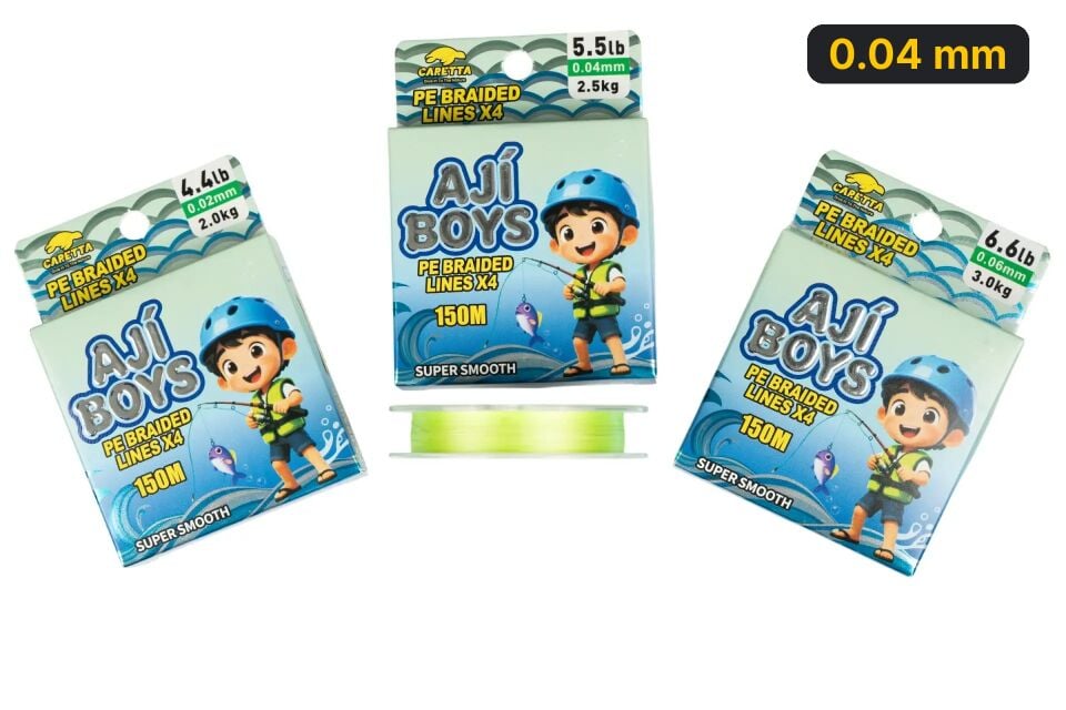 Caretta Aji Boys 4X 150 mt Light Green İp Misina 0.04 mm