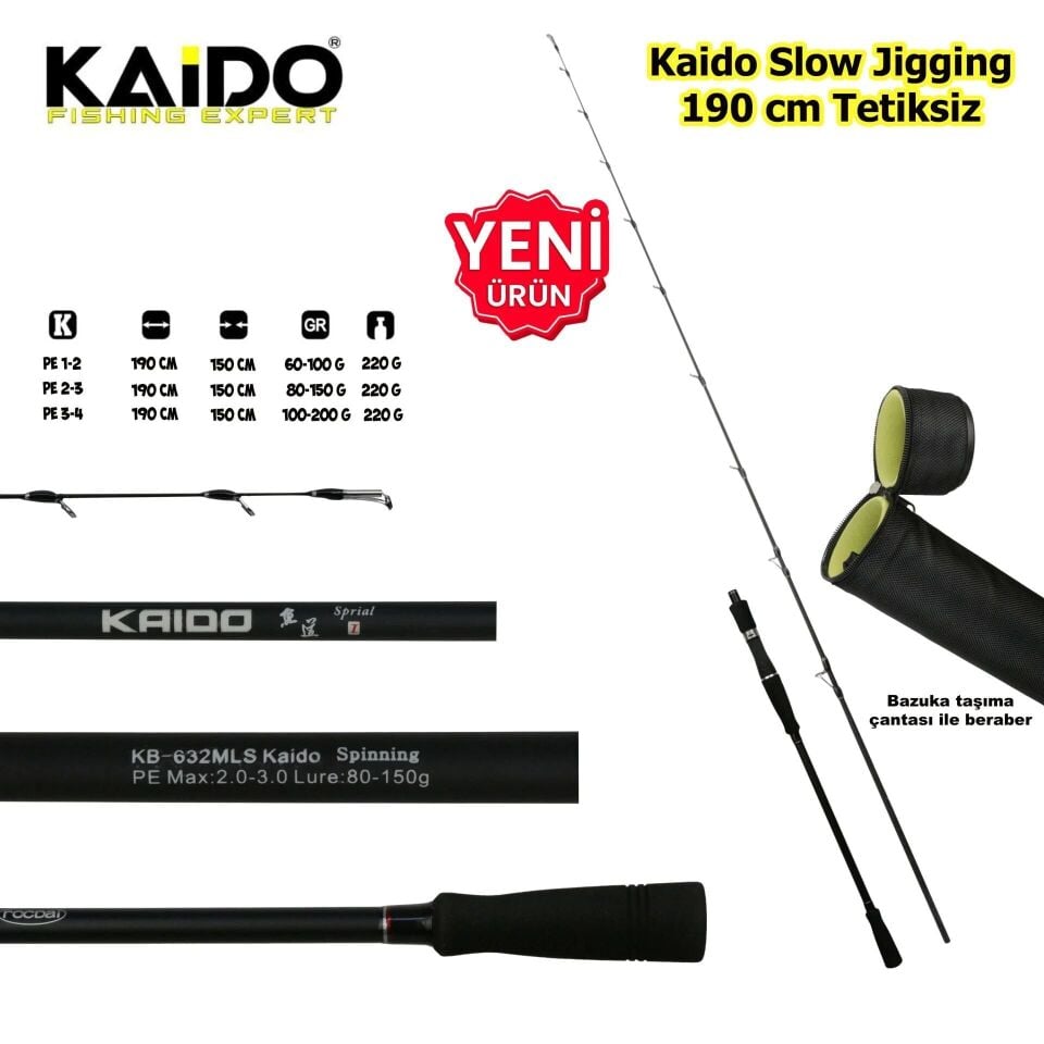 Kaido Slow Jig Kamışı 190 cm Pe 1-2 Tetiksiz
