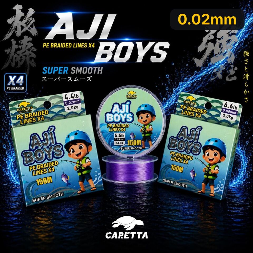 Caretta Aji Boys 4X 150 mt Purple İp Misina 0.02mm