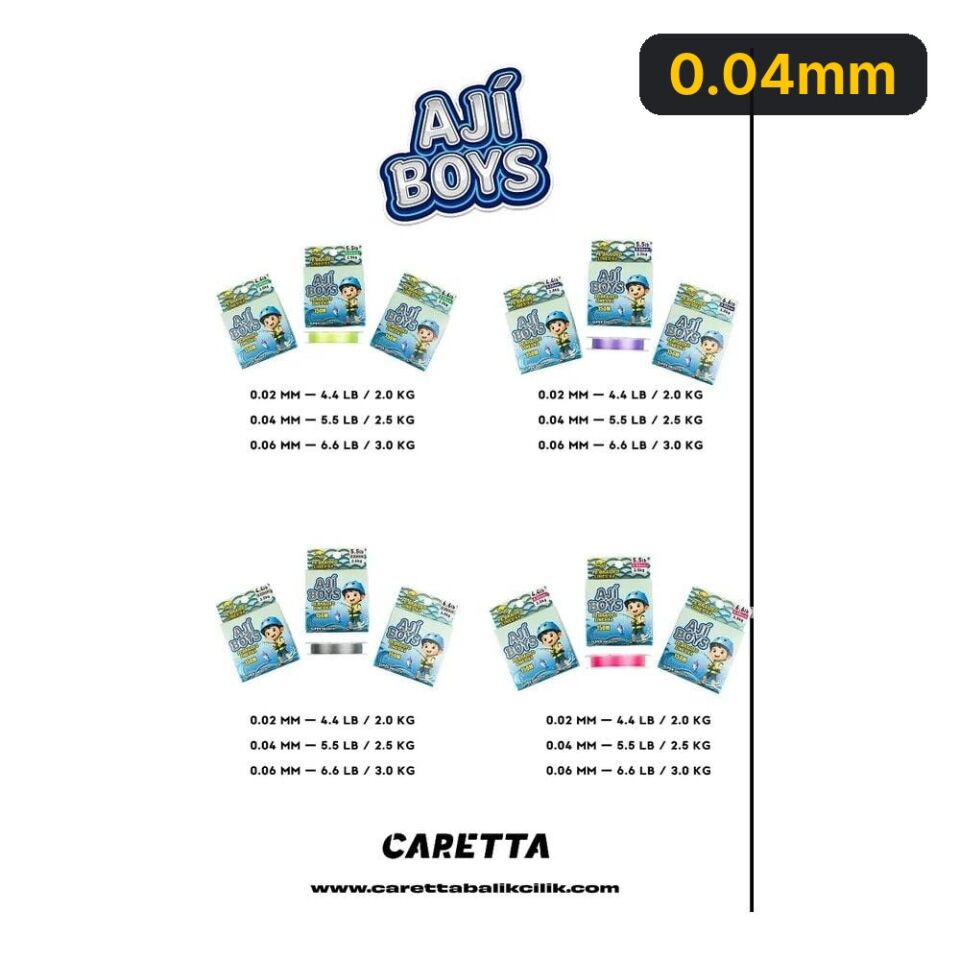 Caretta Aji Boys 4X 150 mt Purple İp Misina 0.04mm
