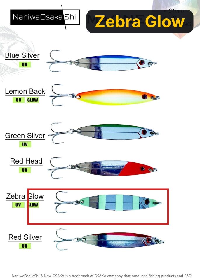 NaniwaOsakaShi Magne Kaşık 6,1CM 10GR Zebra Glow