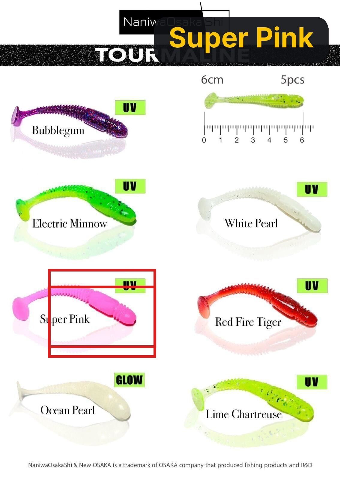 NaniwaOsakaShi Tourmaline 6cm 5'Li Paket Silikon Yem Super Pink