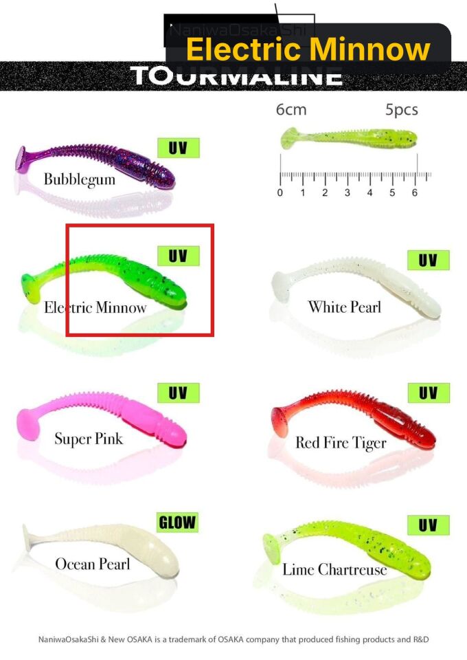 NaniwaOsakaShi Tourmaline 6cm 5'Li Paket Silikon Yem Electric Minnow