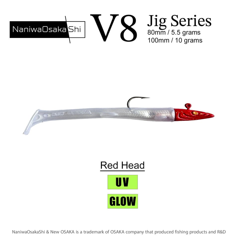 NaniwaOsakaShi V8 Jig Series 80mm 5.5gr Silikon Yem RED HEAD